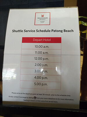 Millennium Resort Patong Phuket 5* расписание шаттла на пляж